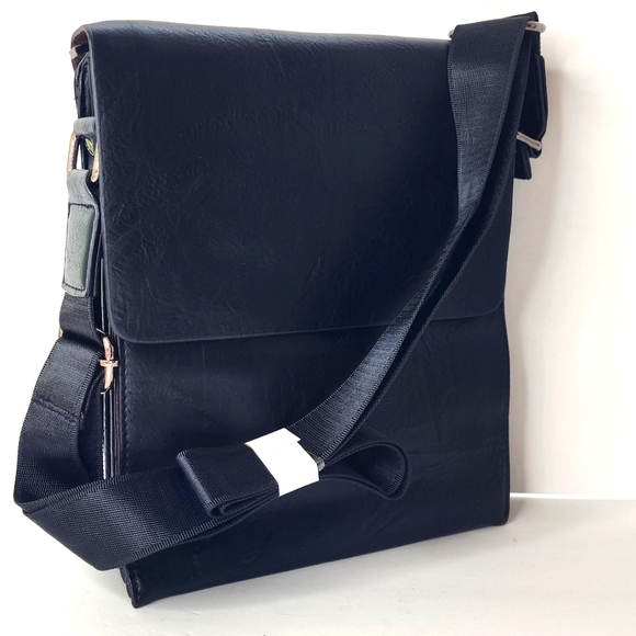 Other - Men's Black Leather Fashion Crossbody Shoulder Bag Messenger Bag